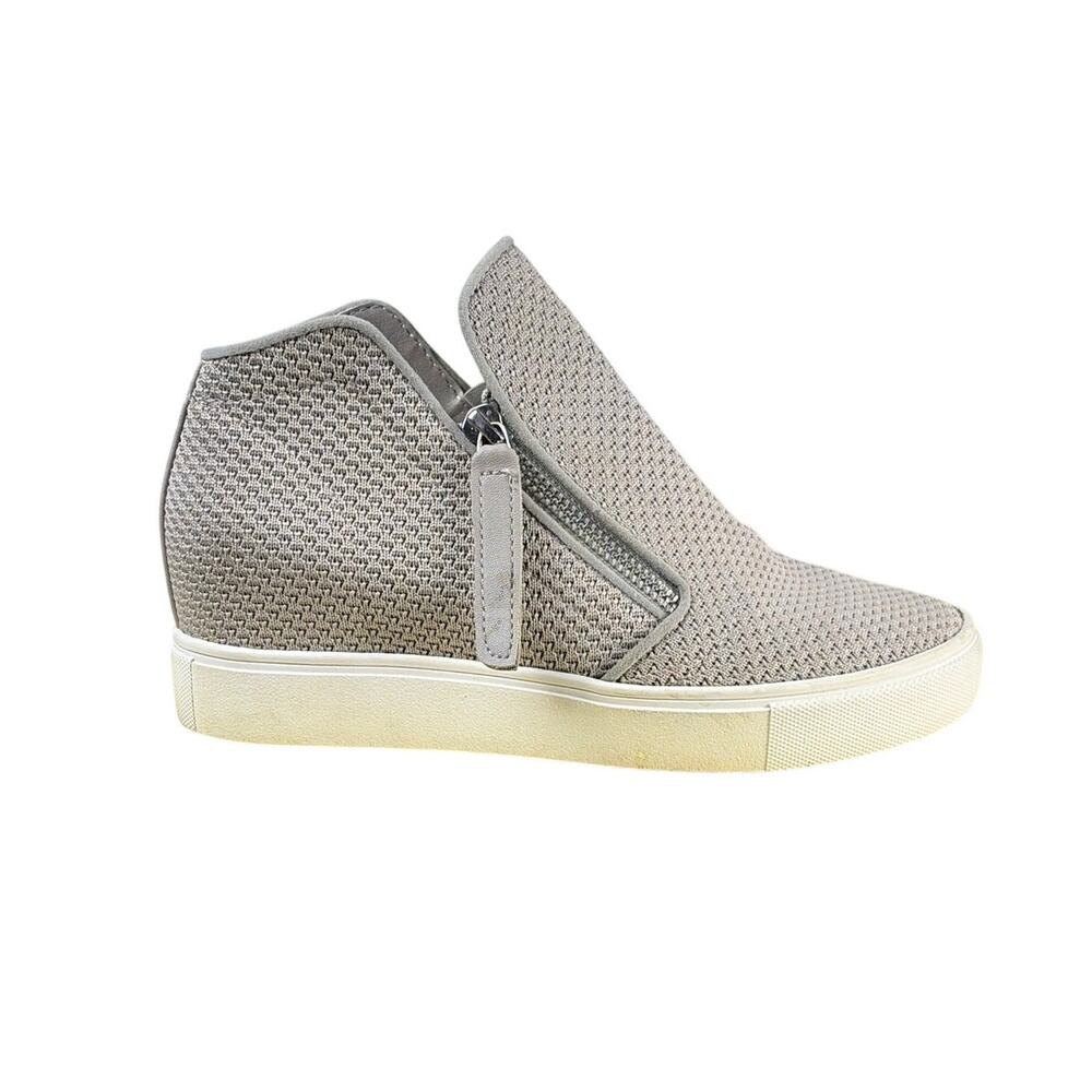 Steve Madden Click Taupe Wedge Sneakers Womens 6M Side Zip Platform